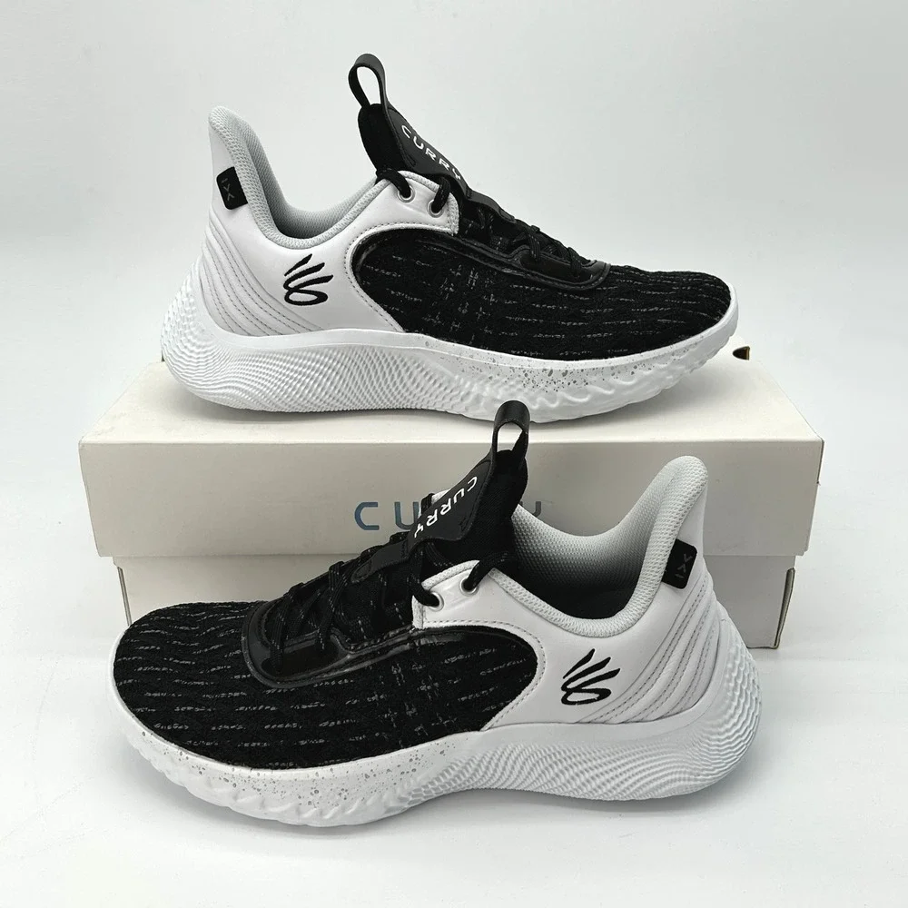 Under Armour Curry Flow 9 Basketball Shoes Size 8.5 White Black NEW 3025631-103